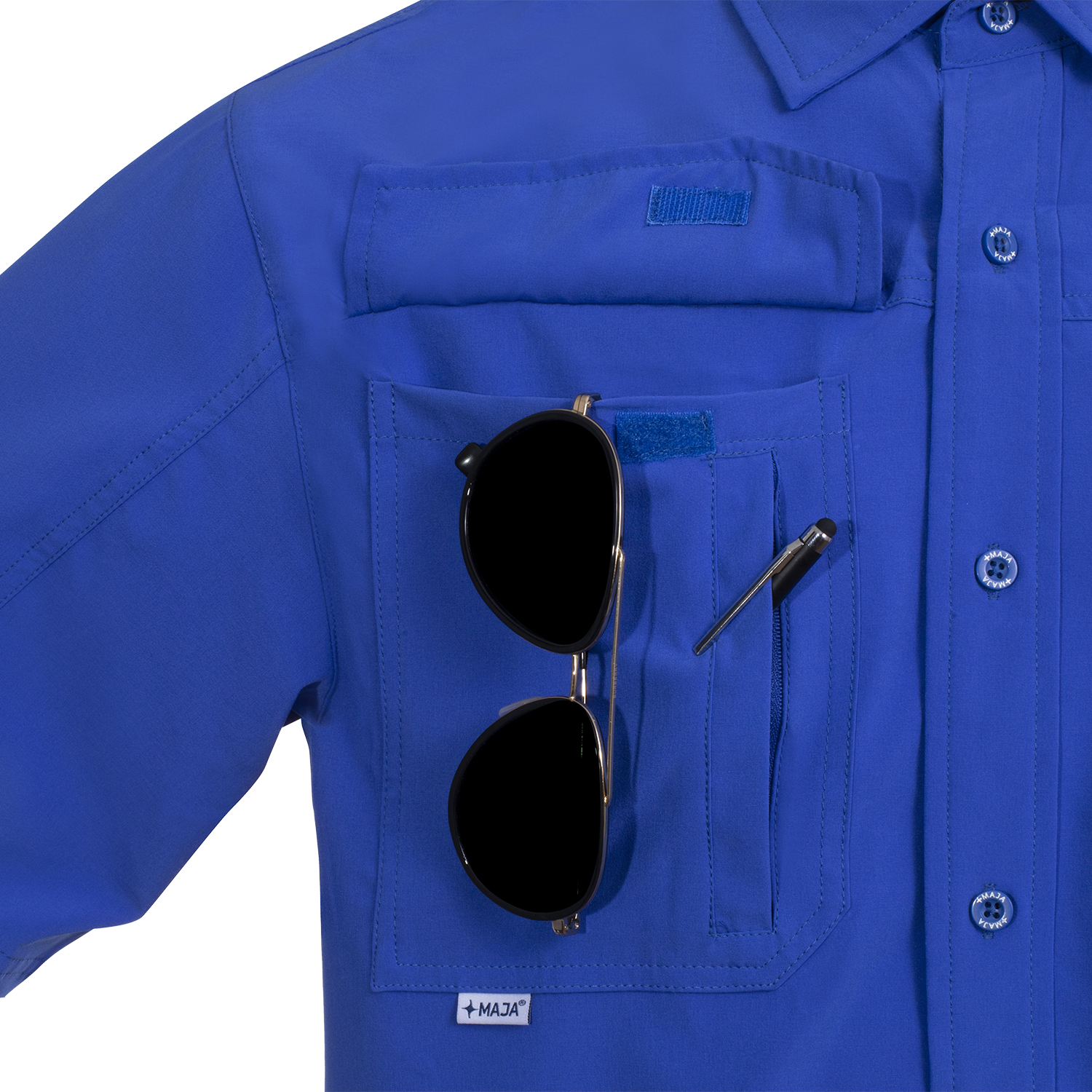 Camisa Outdoor Traveler Manga Corta Color Azul Rey MAJA para Hombre