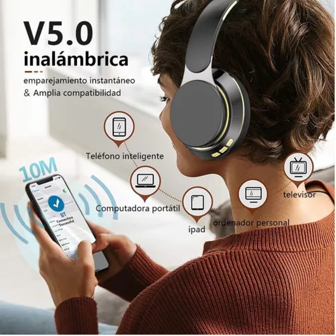 Audifonos Diadema Bluetooth 5.0 Inalámbricos Dura 20 Horas