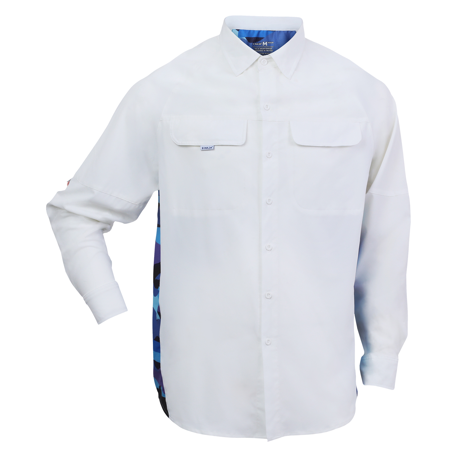 Camisa Nómada Camoflow Azul Manga Larga Color Blanco MAJA para Hombre
