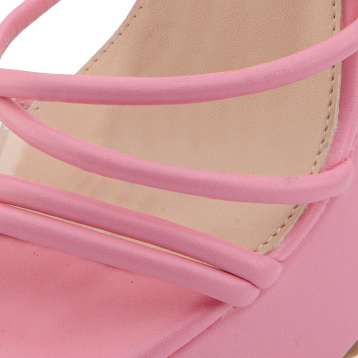 Sandalia Vi Line Fashion de plataforma con amarre, color rosa, mod. 1072184