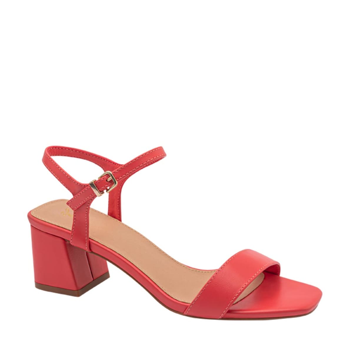 Sandalias de tacón bajo marca Yaeli, corte tipo pulsera, color coral, mod. 1061417