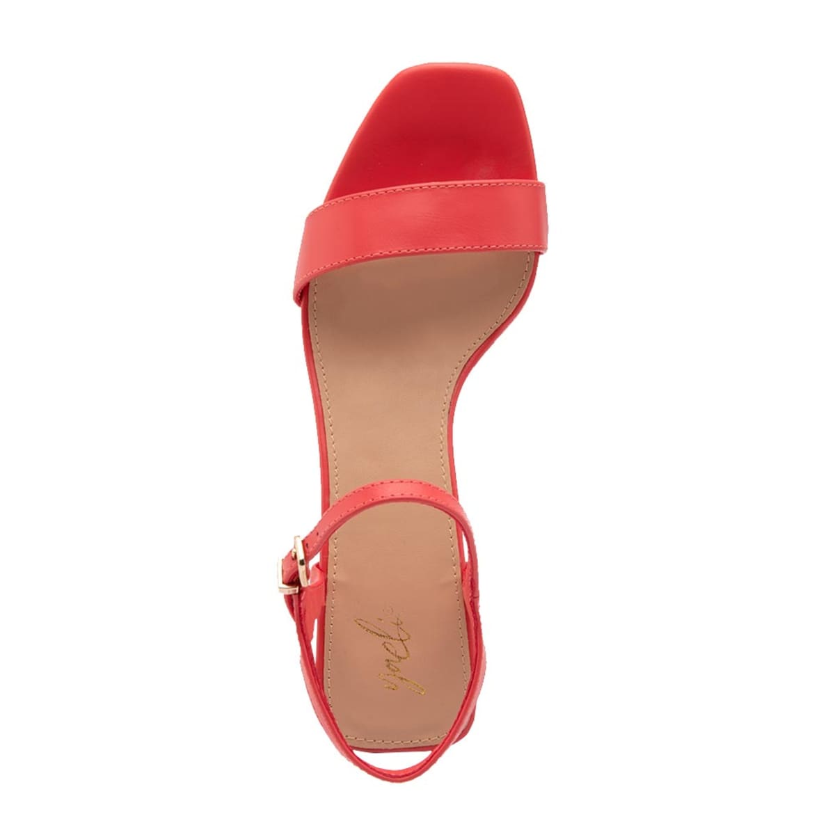 Sandalias de tacón bajo marca Yaeli, corte tipo pulsera, color coral, mod. 1061417