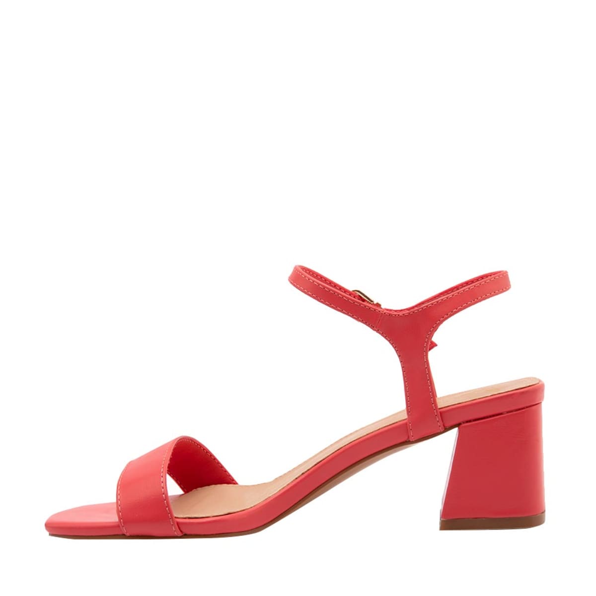 Sandalias de tacón bajo marca Yaeli, corte tipo pulsera, color coral, mod. 1061417