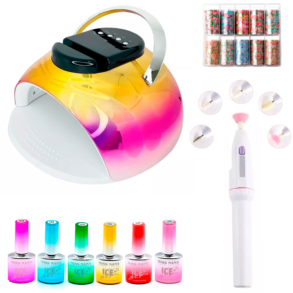 Decoracion de Uñas Lampara De Uñas Profesional Uv Led Pulidor De Uñas Gelish Esmaltes Kit De Manicura.