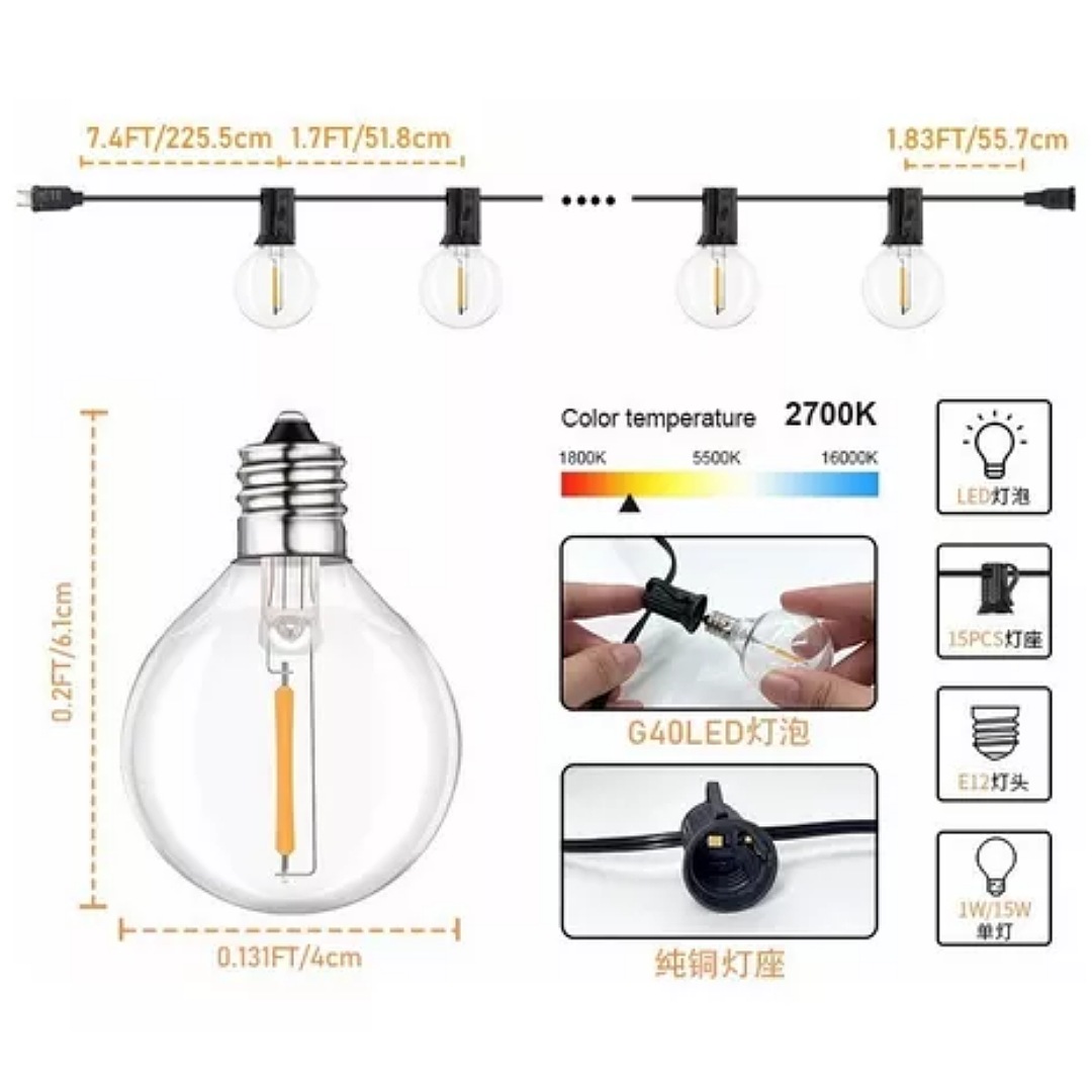 8.5m Guirnalda De Luces Led Impermeables Para Exterior