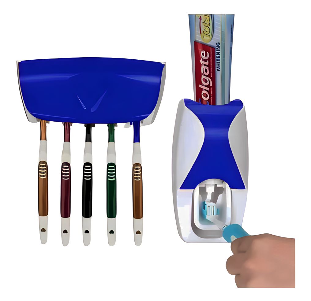 Dispensador de Pasta Dental con Porta Cepillos de Dientes Organizador de Baño Home