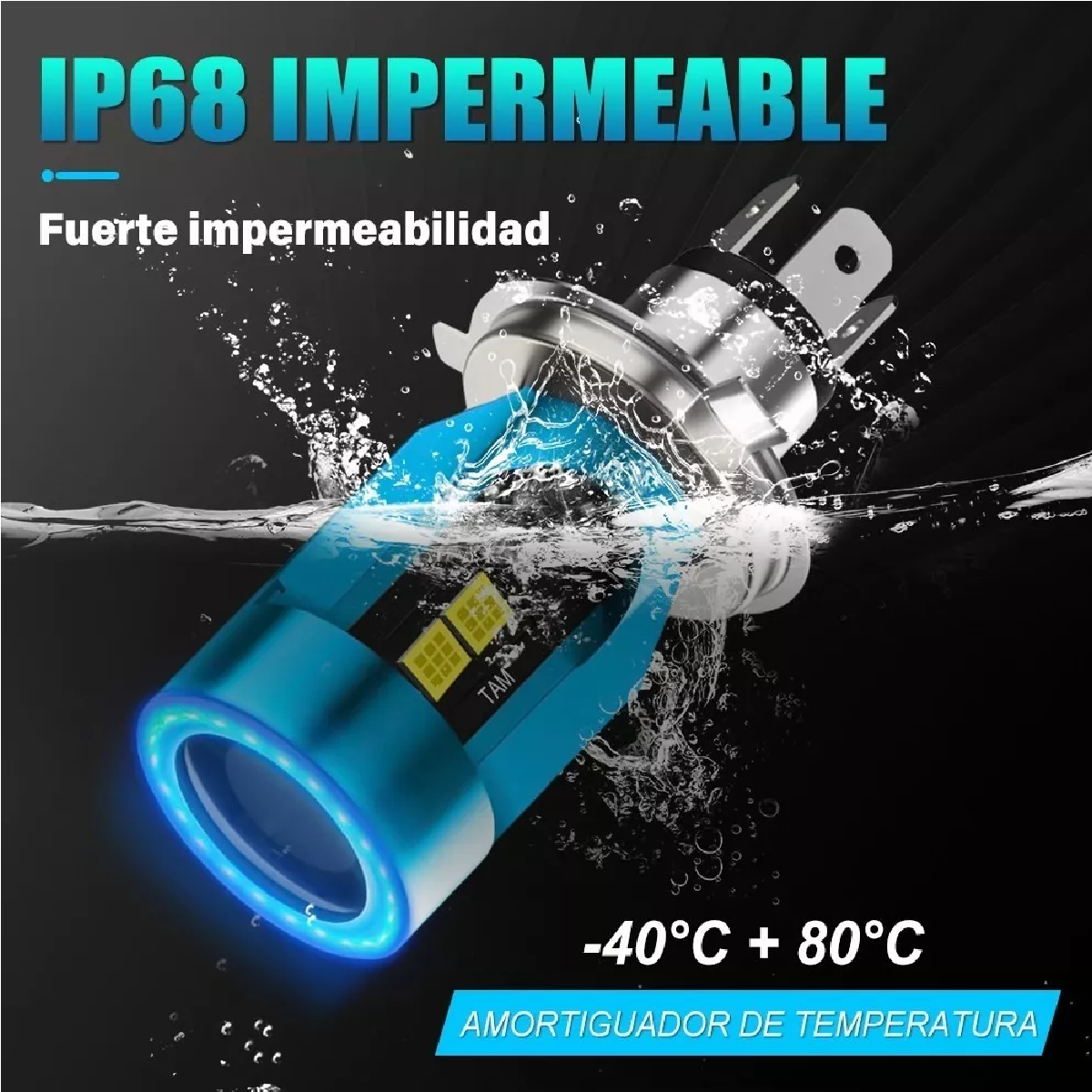 Faros Led Para Moto H4 9003 Hb2 Ojos De Angel 12v-80v 60w Azul H4