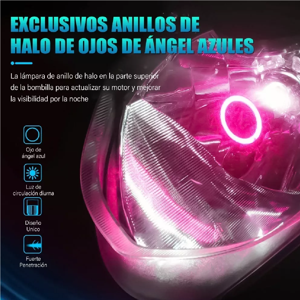 Faros Led Para Moto H4 9003 Hb2 Ojos De Angel 12v-80v 60w Rojo H4