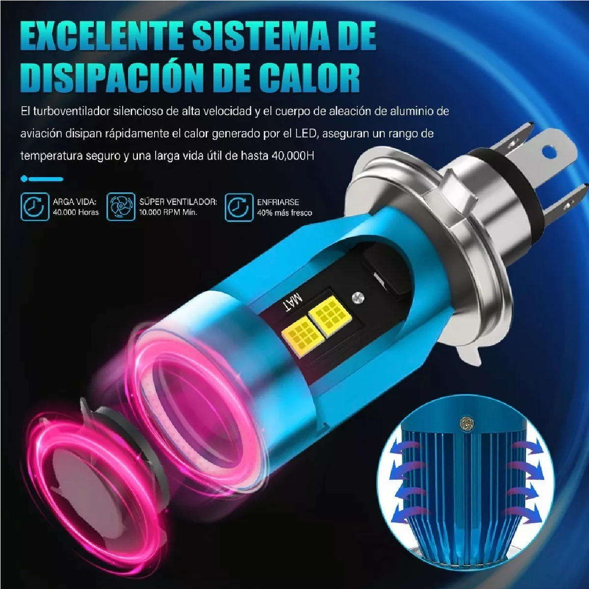 Faros Led Para Moto H4 9003 Hb2 Ojos De Angel 12v-80v 60w Rojo H4