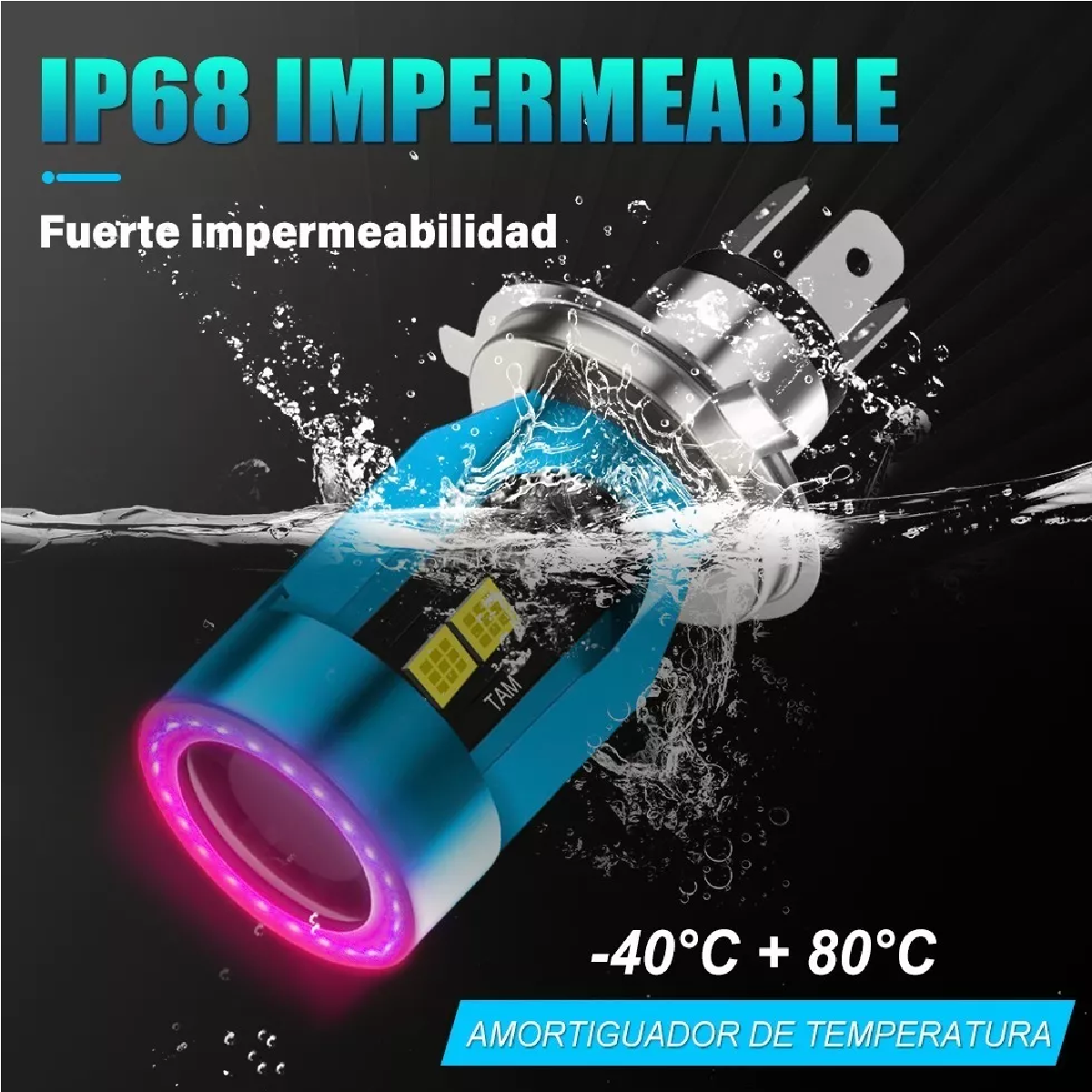 Faros Led Para Moto H4 9003 Hb2 Ojos De Angel 12v-80v 60w Rojo H4