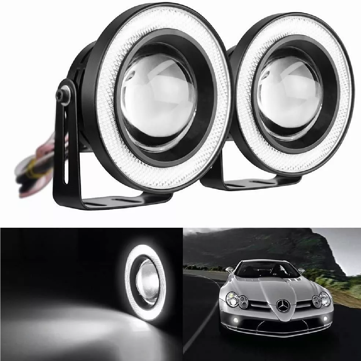 Par De Faros Auxiliares Led Para Autos Moto 3.5in