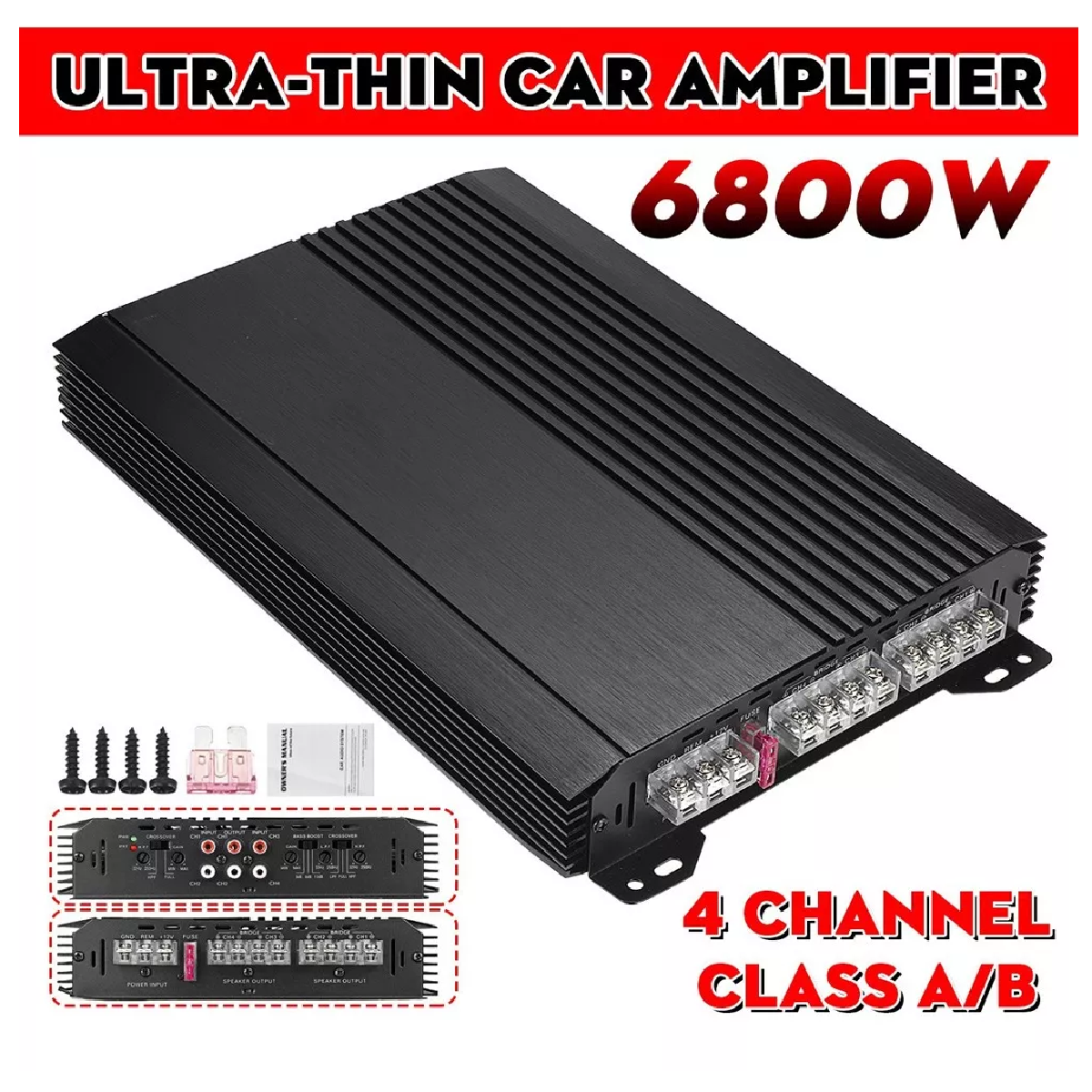 Amplificador De Audio Para Automóvil De 4 Canales 6800w Ampl