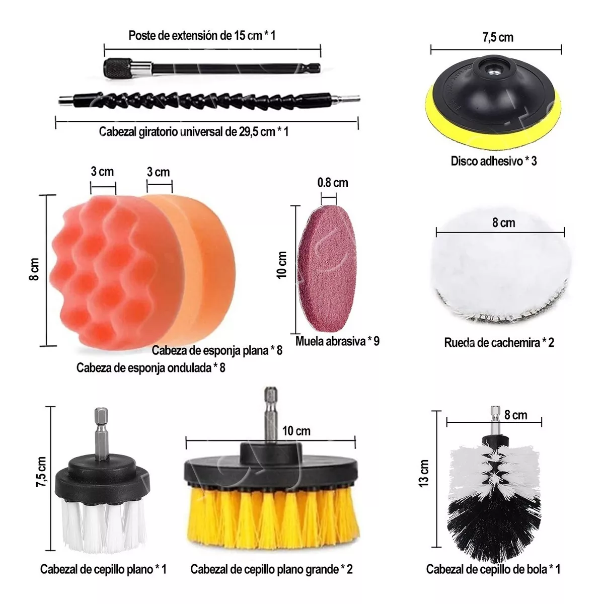 Set 38pcs Esponjas Borlas Juego De Cepillos De Pulir Auto 3 In