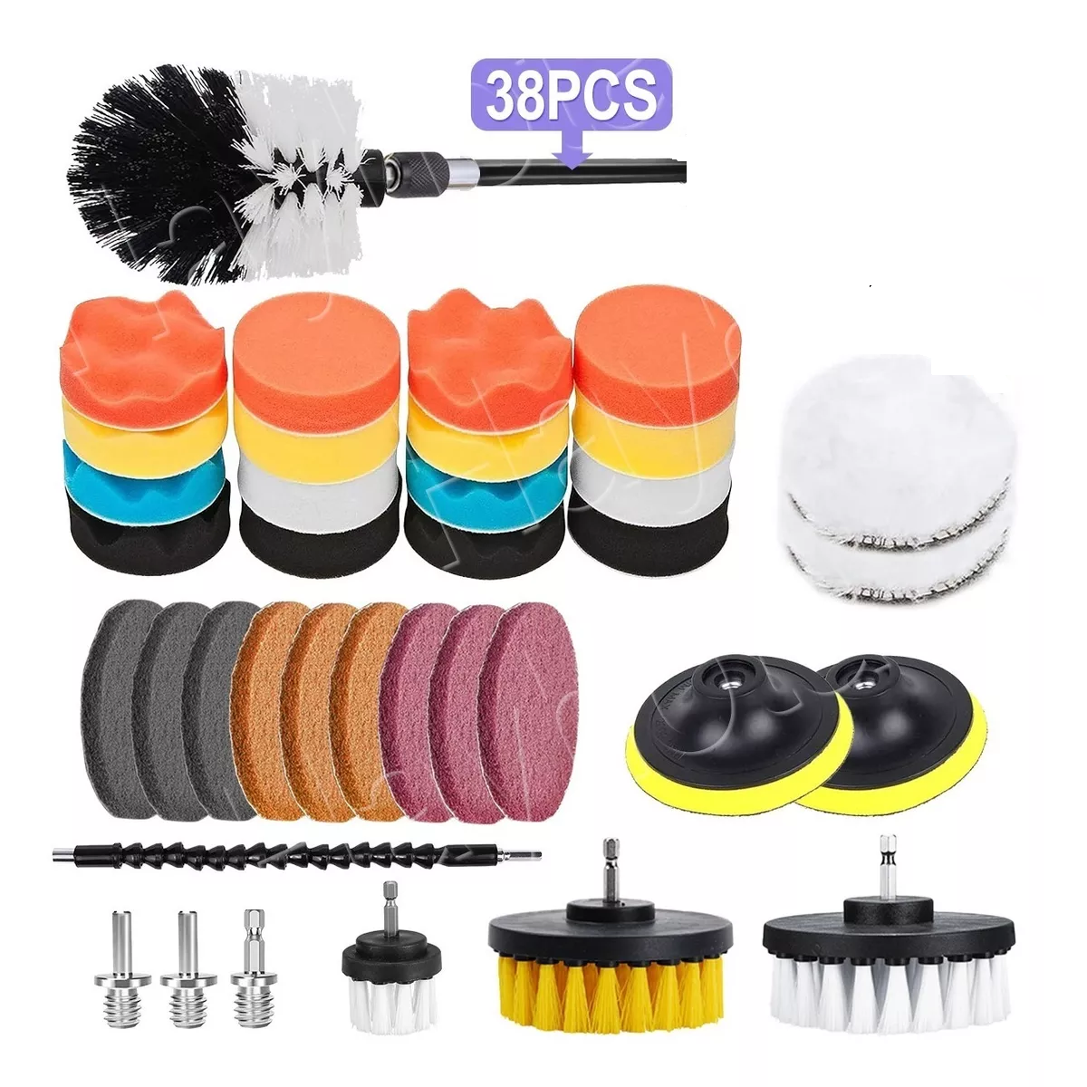 Set 38pcs Esponjas Borlas Juego De Cepillos De Pulir Auto 3 In