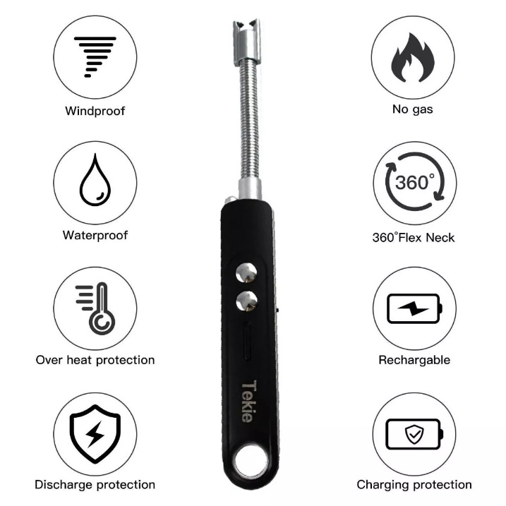 Encendedor mechero eléctrico recargable USB estufa carbón velas 