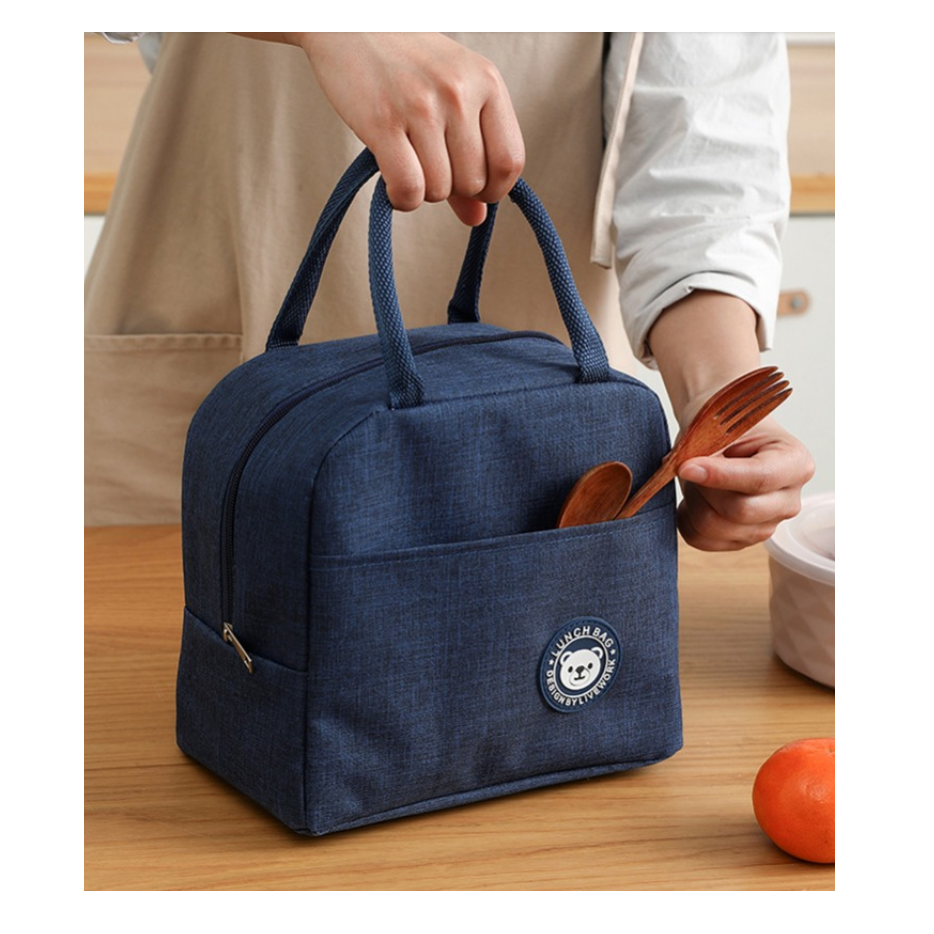 Lonchera Negra Térmica Bolsa Lunch Trabajo Aislamiento Frío Calor