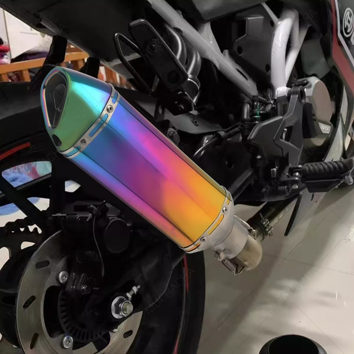 Escape Silenciador Para Moto Tornasol De Acero Inoxidable