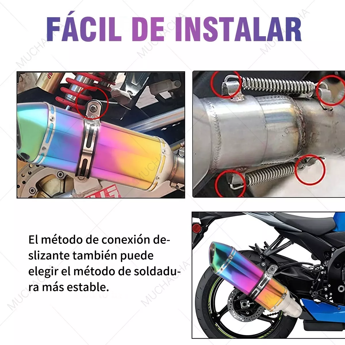 Escape Silenciador Para Moto Tornasol De Acero Inoxidable