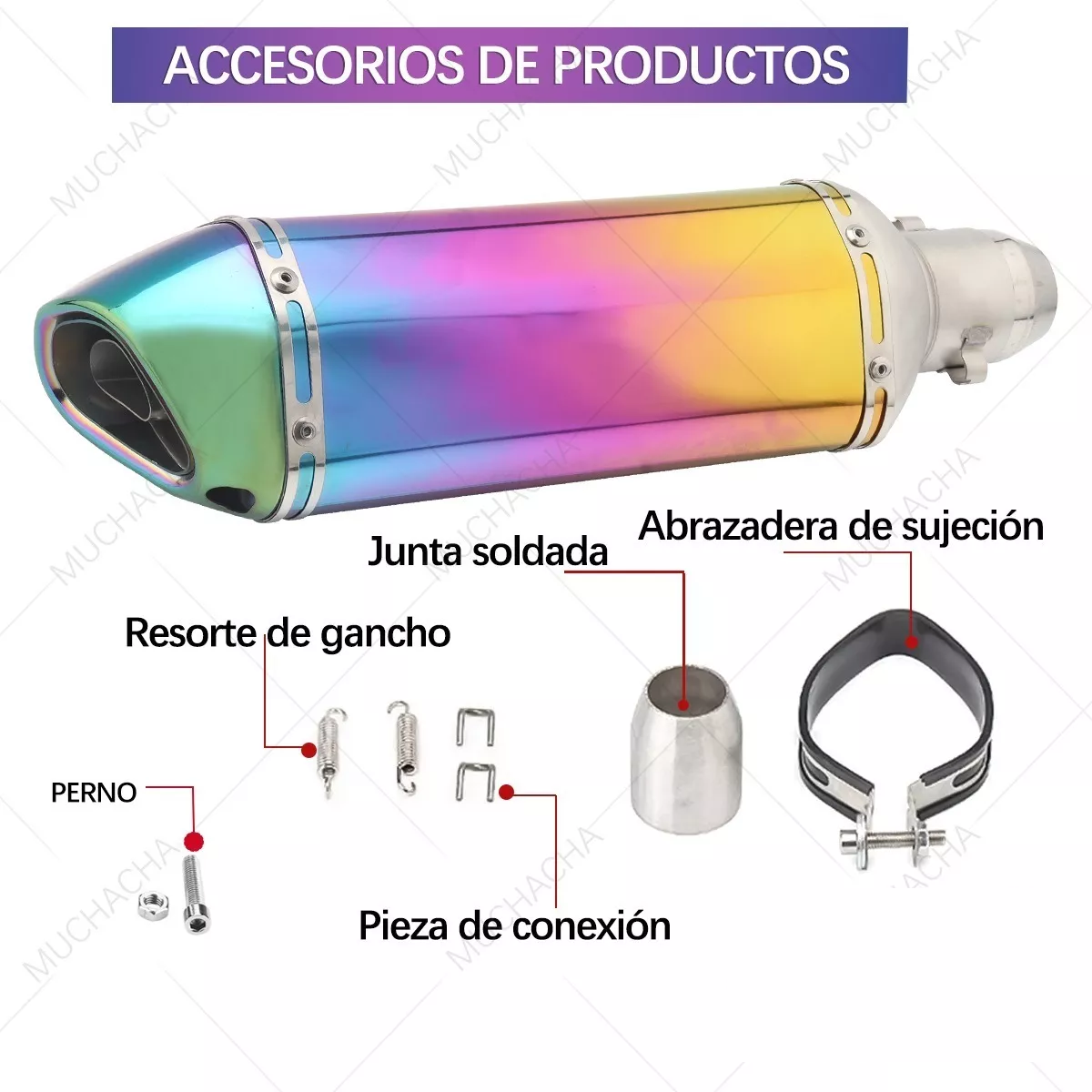 Escape Silenciador Para Moto Tornasol De Acero Inoxidable