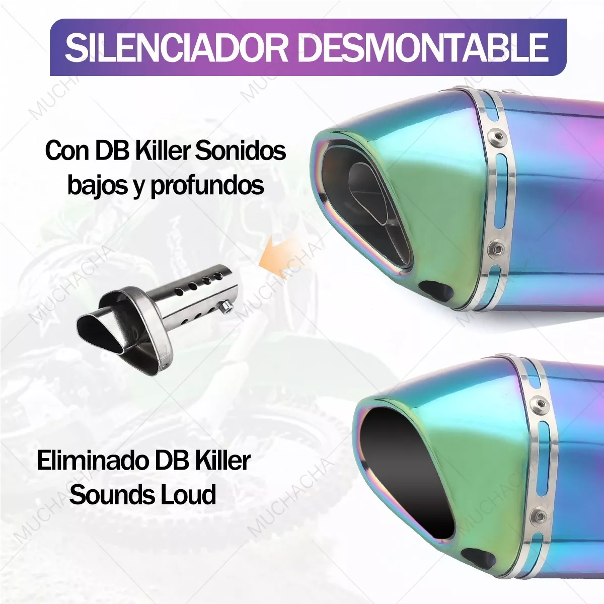 Escape Silenciador Para Moto Tornasol De Acero Inoxidable