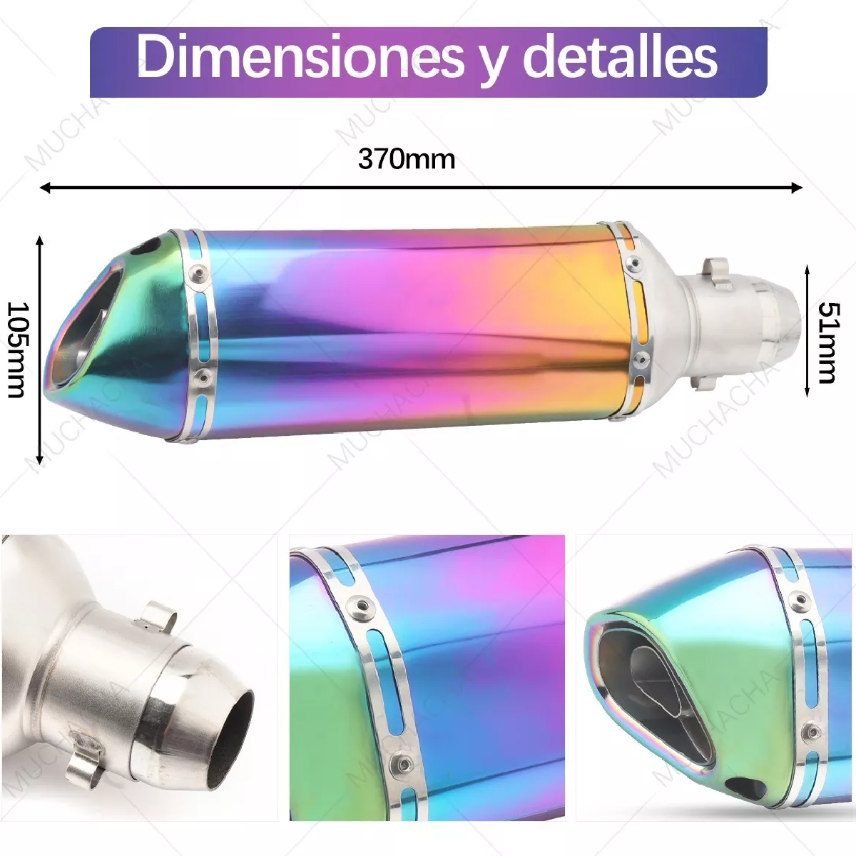 Escape Silenciador Para Moto Tornasol De Acero Inoxidable