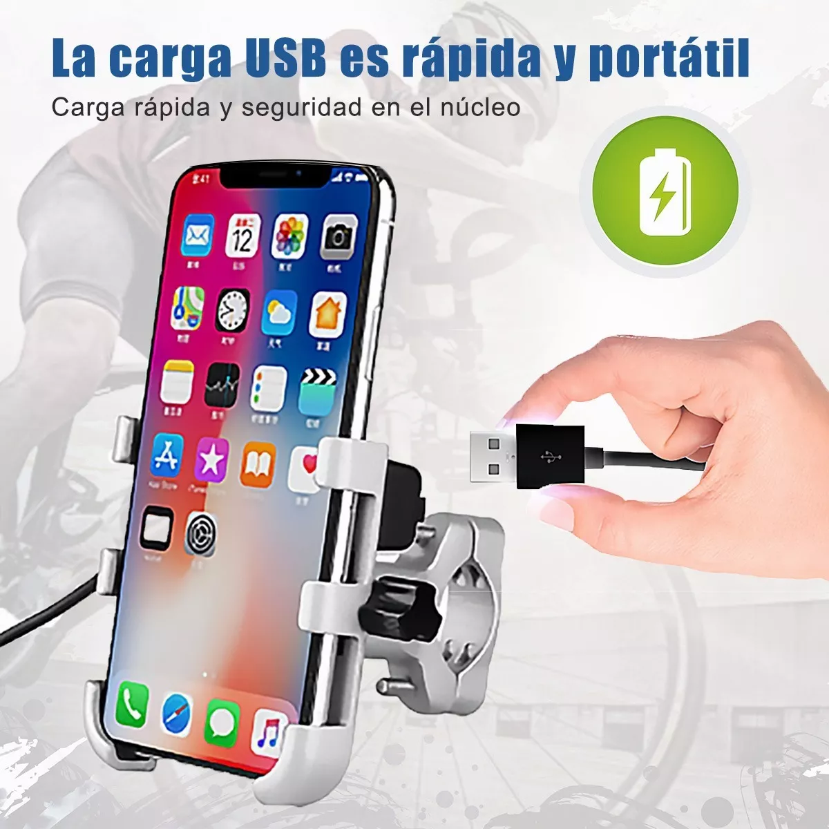 Soporte Base Porta Celular Moto 360º Magnetico Cargador Usb