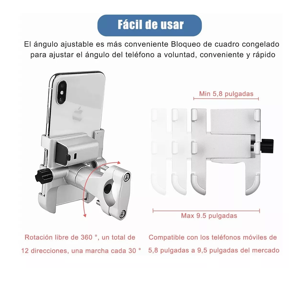 Soporte Base Porta Celular Moto 360º Magnetico Cargador Usb