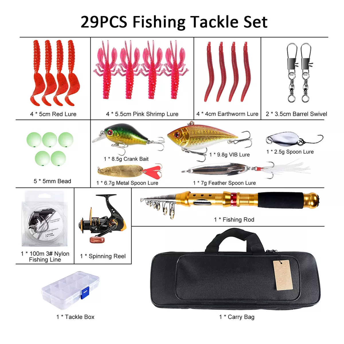 Lixada Caña De Pescar Y Carrete Combo De Fibra De Carbono