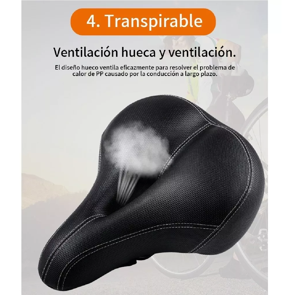 Asiento De Bicicleta Cómodo Con Cojín Suave Y Luz Trasera