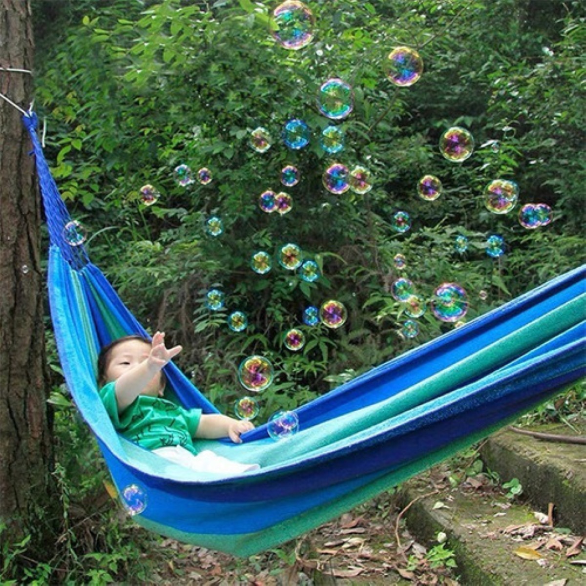 Hamacas Camping Al Aire Libre AZUL CON VERDE