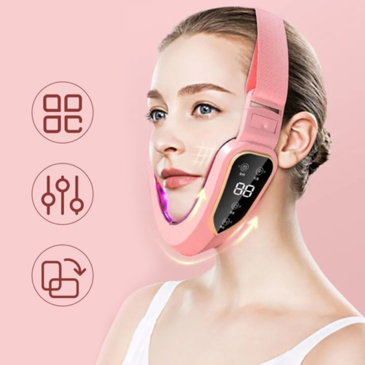 Reductor De Papada Eléctrico, 5 Modos, 12 Marchas,recargable Rosa