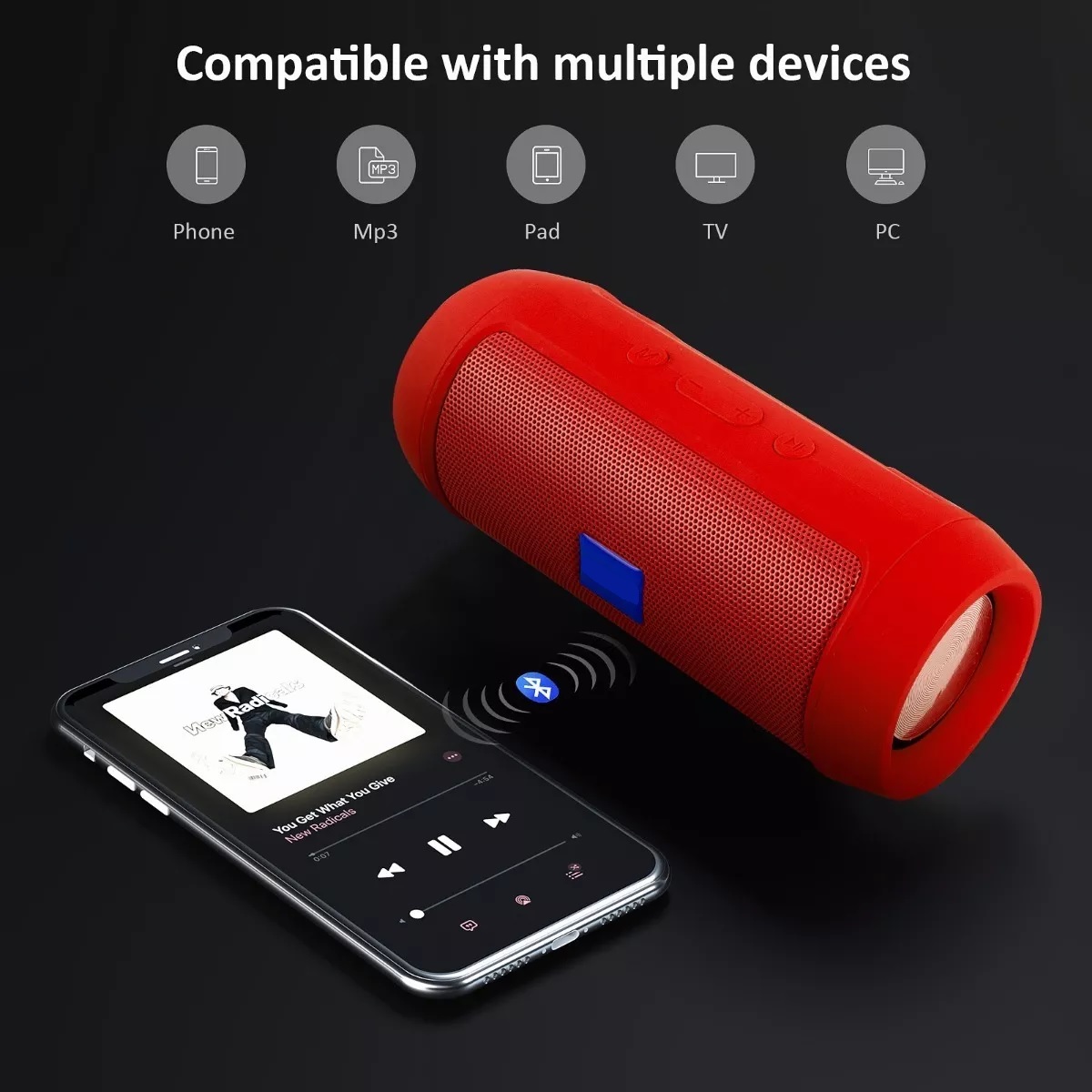 Bocina De Subgraves Inalámbrica Bluetooth Pequeña Y Portátil Rojo