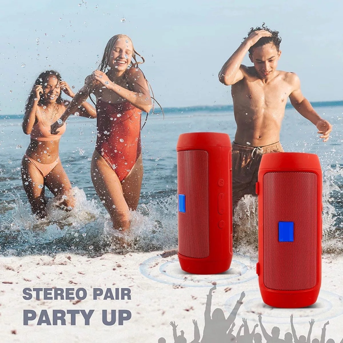 Bocina De Subgraves Inalámbrica Bluetooth Pequeña Y Portátil Rojo