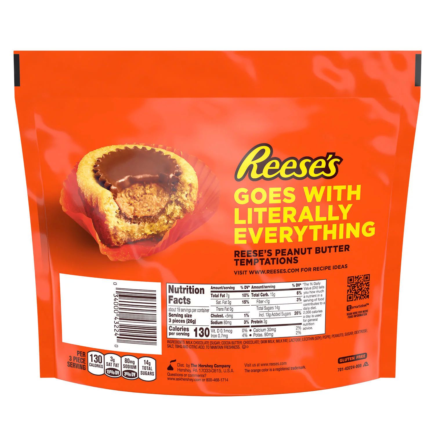 REESE'S Miniatures Milk Chocolate and Peanut Family Pack 17.6 oz 498g