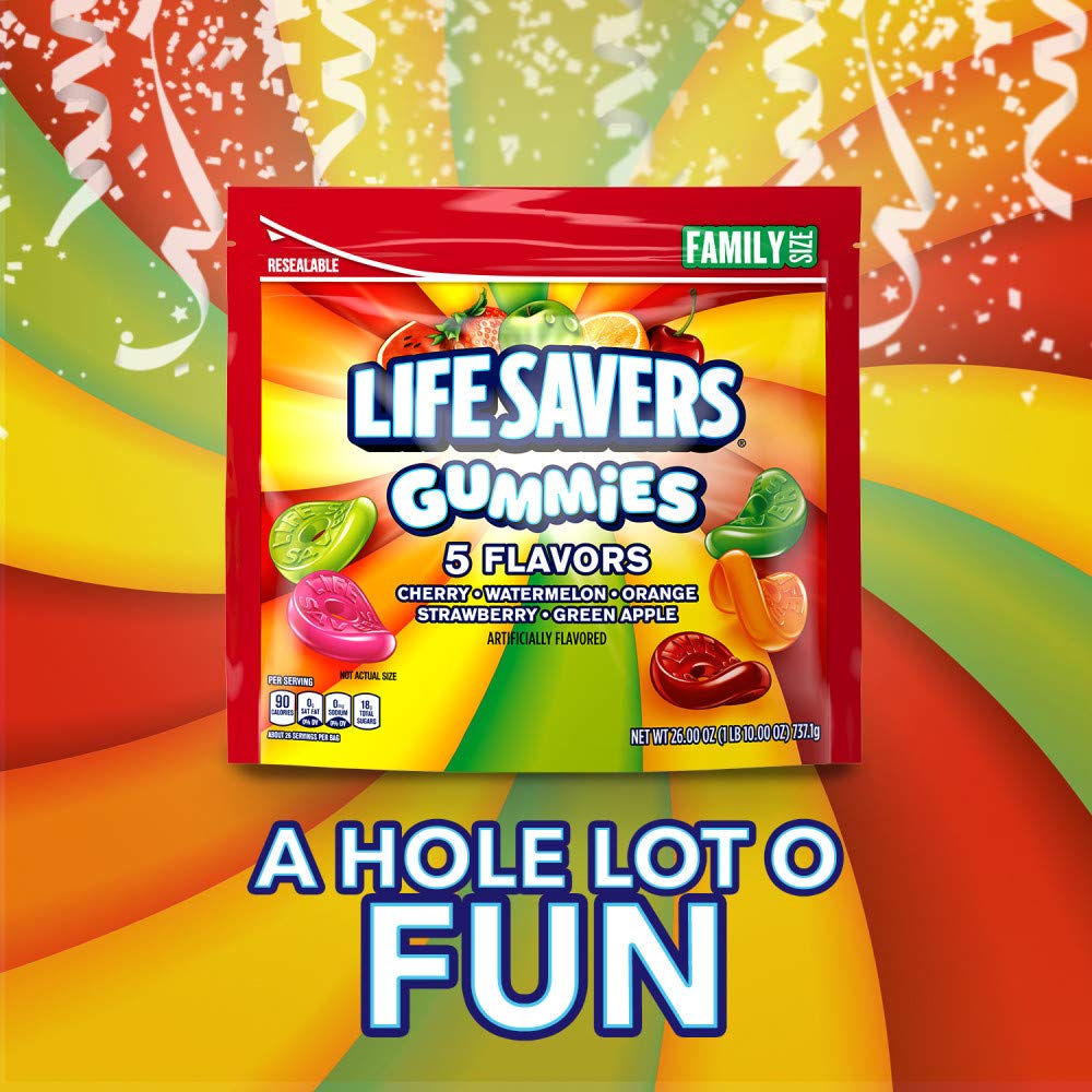 Life Savers 5 Flavors Gummy Candy, Family Size - 26 oz Bag