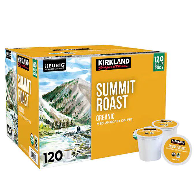 Kirkland Signature Coffee Organic Summit Roast K-Cup Pod, 120-count