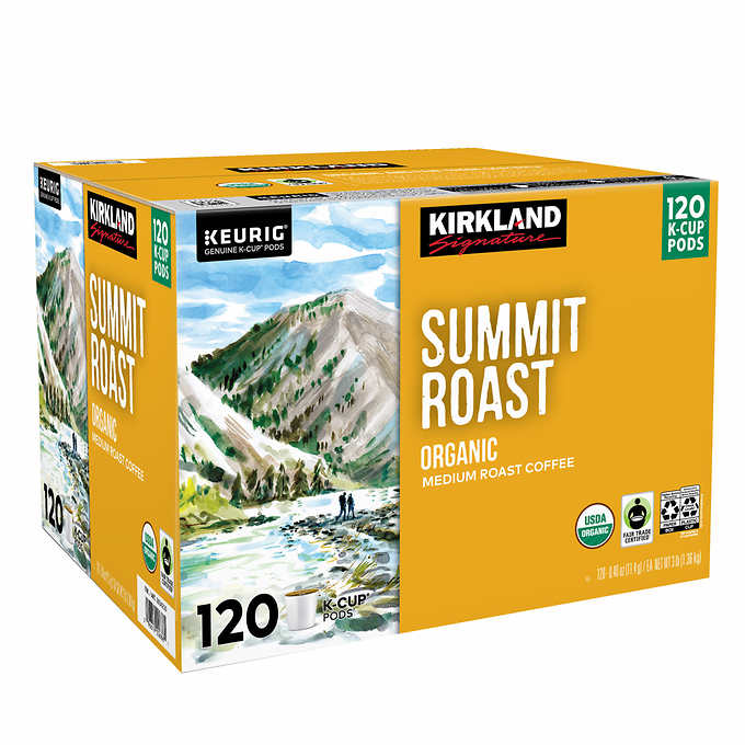 Kirkland Signature Coffee Organic Summit Roast K-Cup Pod, 120-count