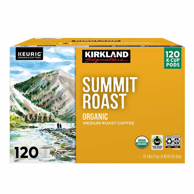 Kirkland Signature Coffee Organic Summit Roast K-Cup Pod, 120-count