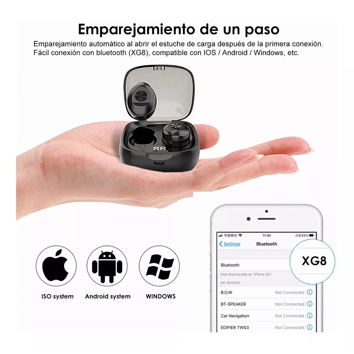 Xg8 Audífonos Inalámbricos Con Bluetooth Resistentes Al Agua Color Negro