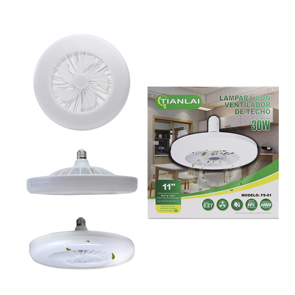 Lámpara LED con Ventilador de Techo Tianlai LV30W01