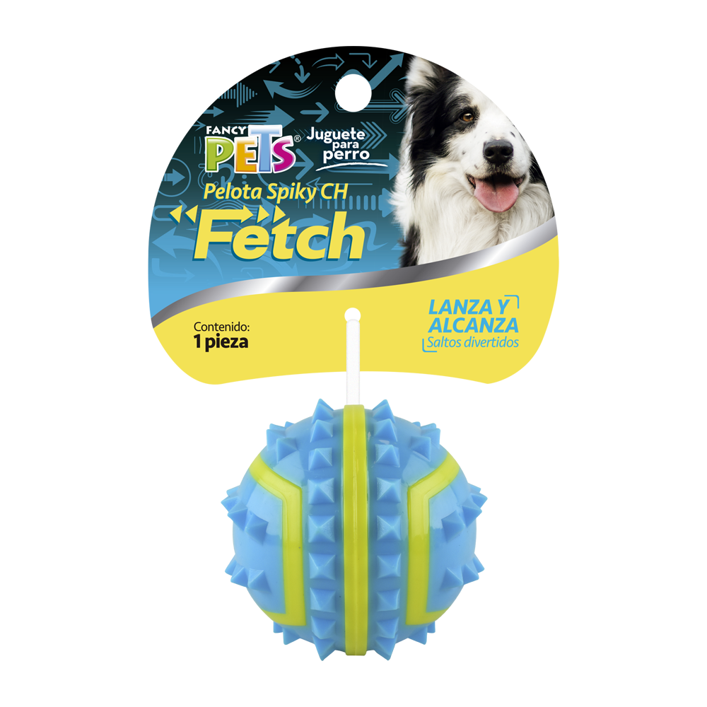 Fancy Pets Pelota Fetch Spiky Color Azul Tamaño Chico para Perro