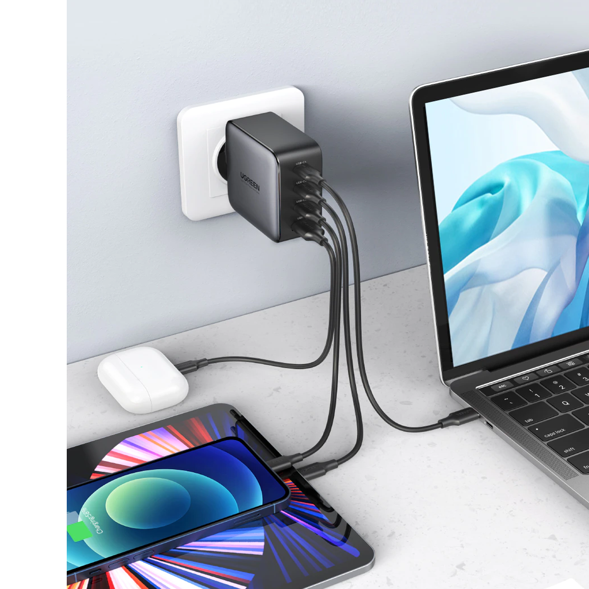 Turbo cargador Ugreen GaN 100w con cable