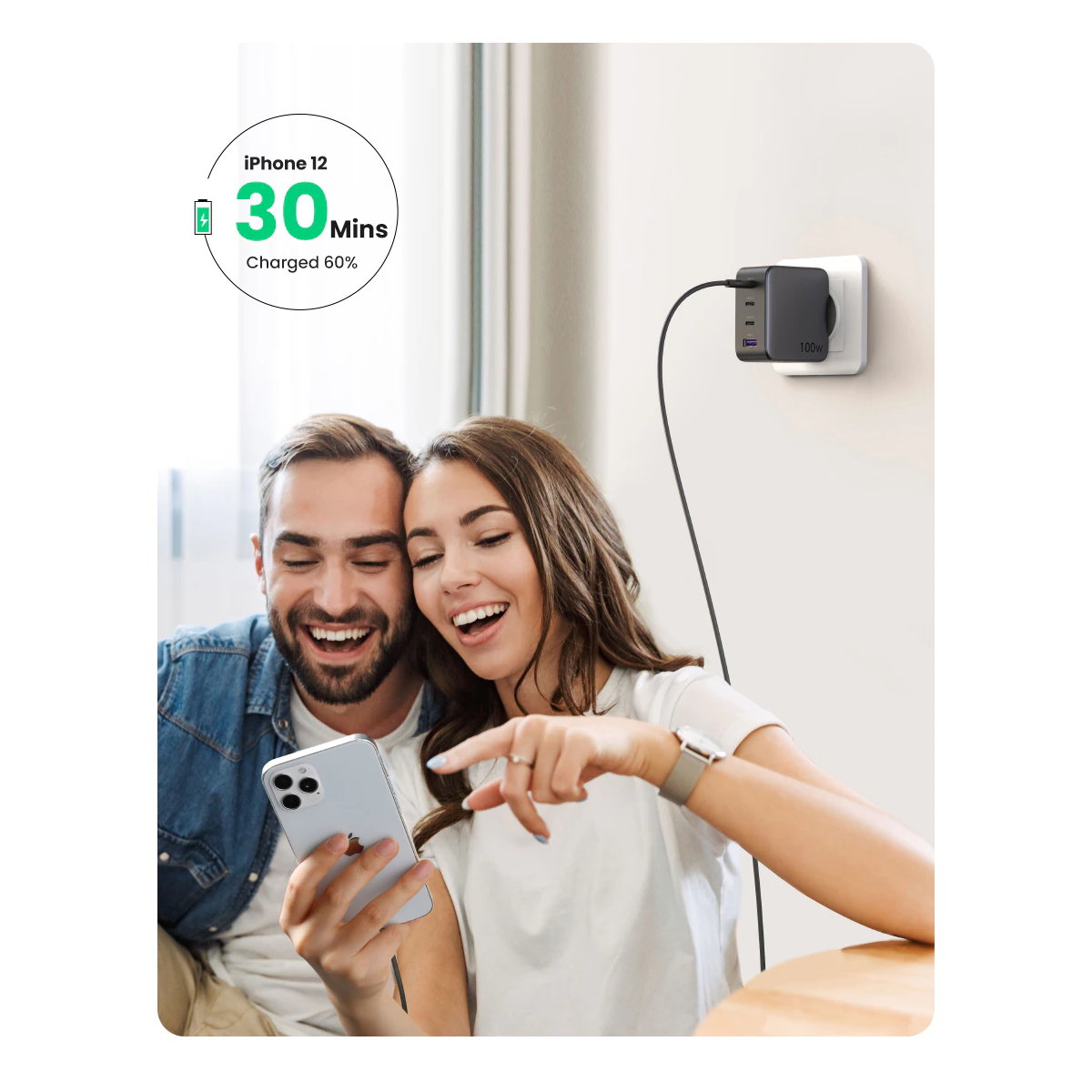 Turbo cargador Ugreen GaN 100w con cable