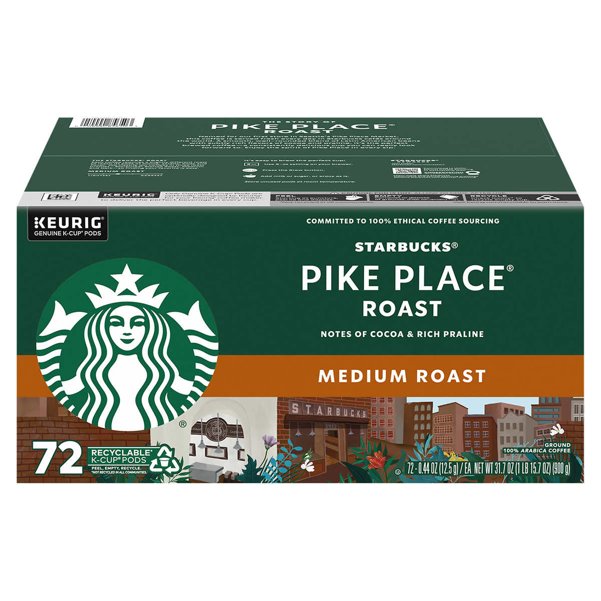Keurig Café Starbucks Pike Place Medium Roast K-cup, 72-piezas