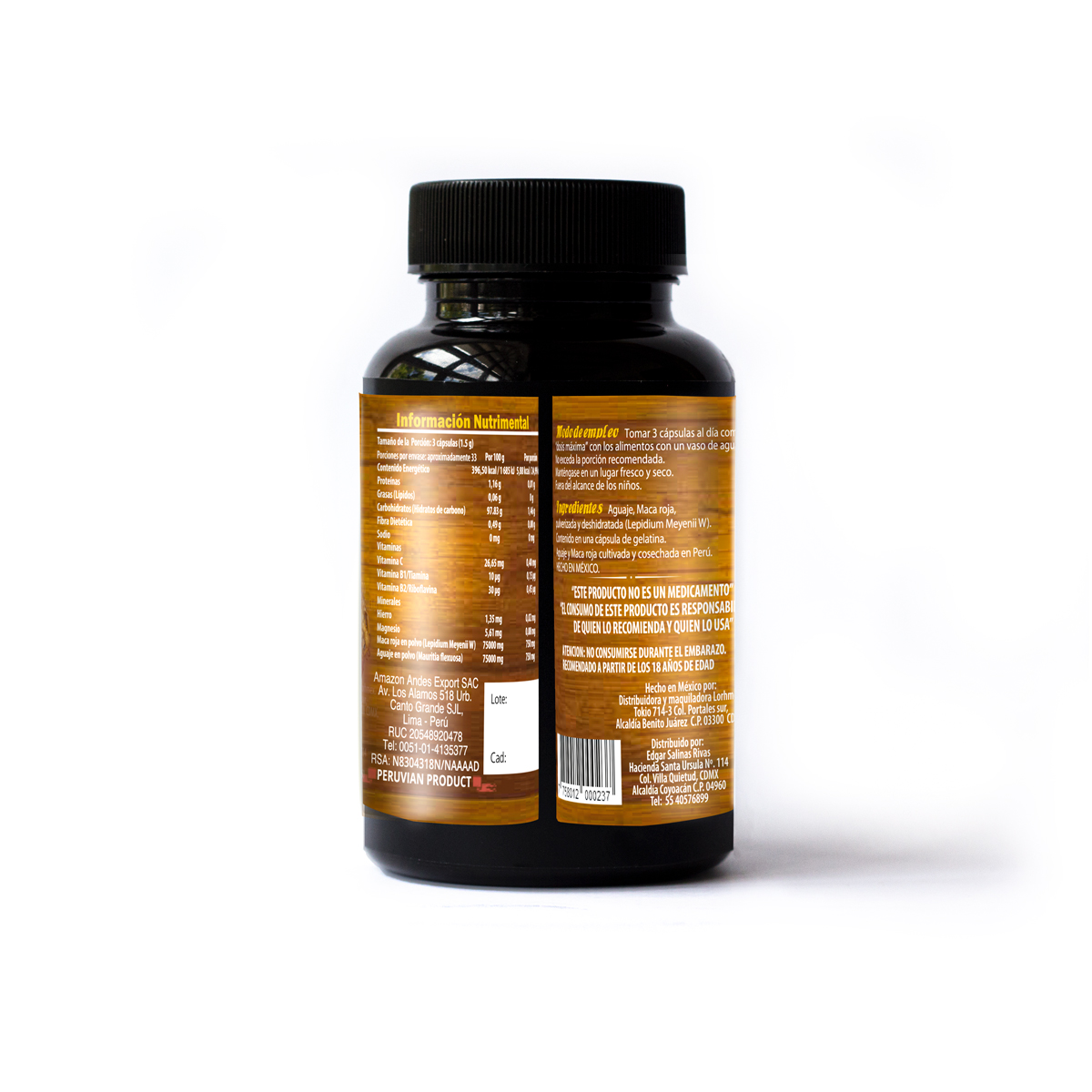 Aguaje y Maca Roja en Cápsulas (100 Caps X 500 Mg) 2 Unidades