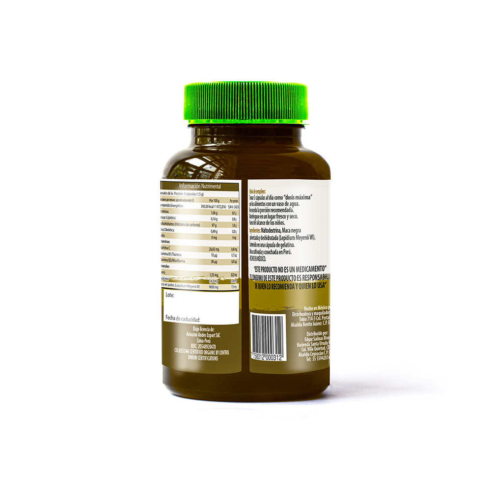 Maca Negra Orgánica en Cápsulas (original de Perú)