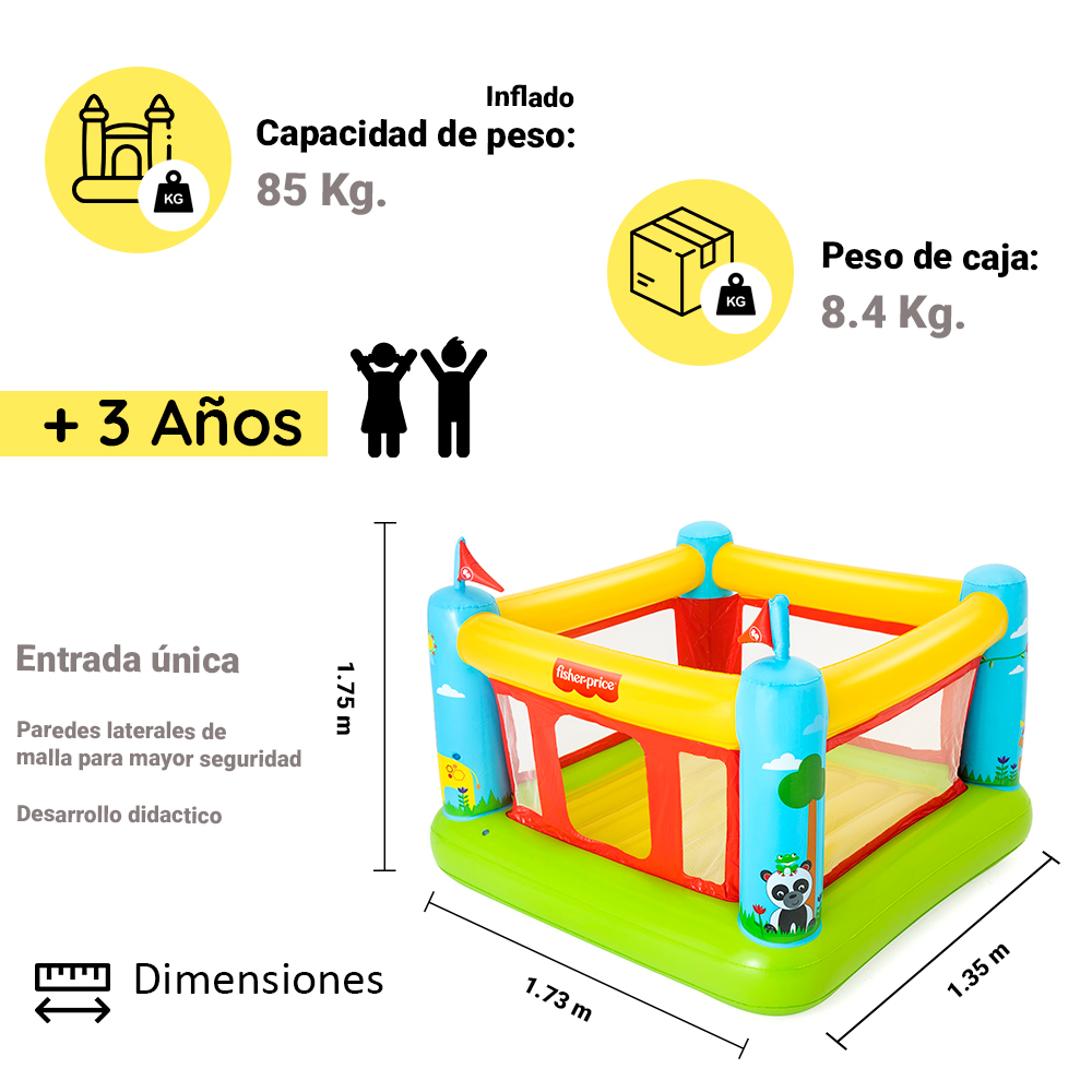 Brincolin Inflable Infantil Fisher-Price Castillo Con Malla Multicolor