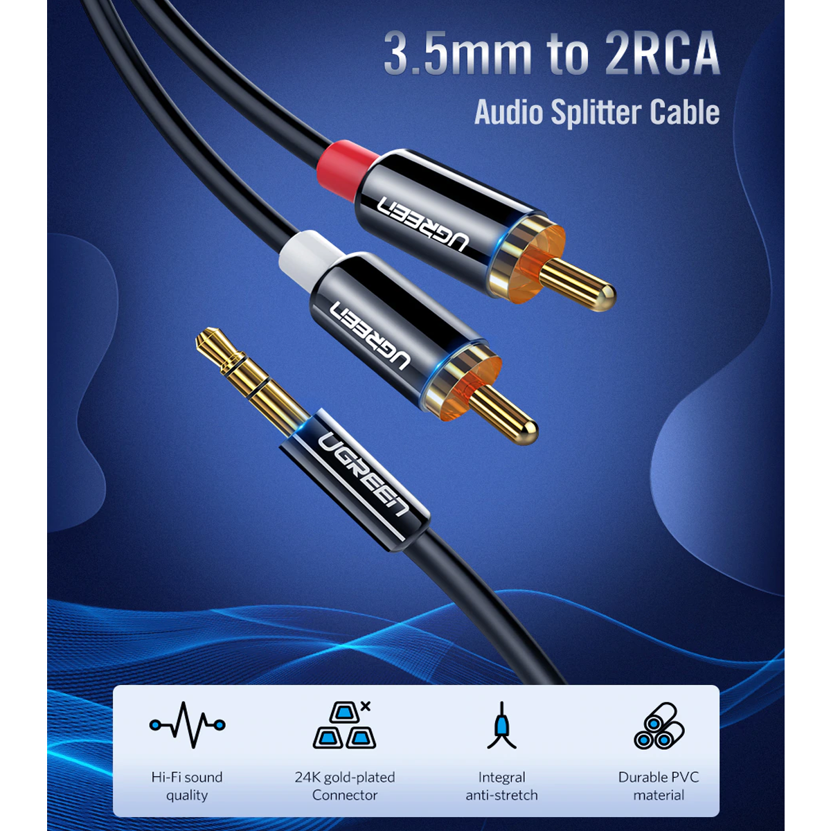 Ugreen Cable RCA a plug 3.5mm de 3mts de largo