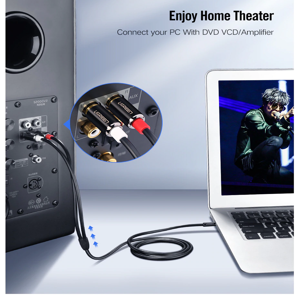 Ugreen Cable RCA a plug 3.5mm de 3mts de largo