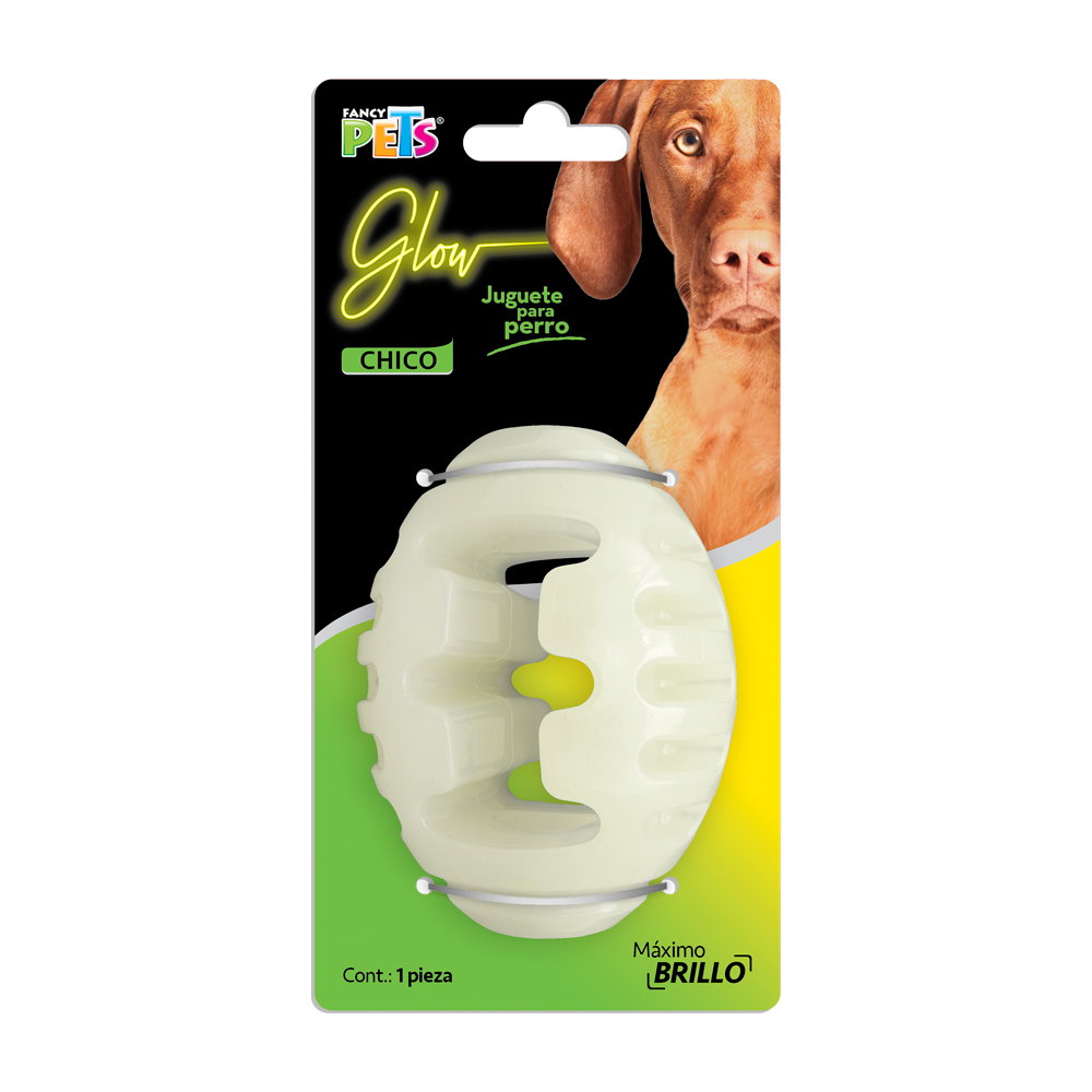 Fancy Pets Juguete Balón de Rugby Glow para Perro que Brilla en la Oscuridad Tamaño Chico